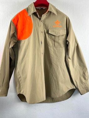 Boyt Harness Co + Cabin Bluff Mens L Shooting Shirt Tan Orange Button Up Hunting